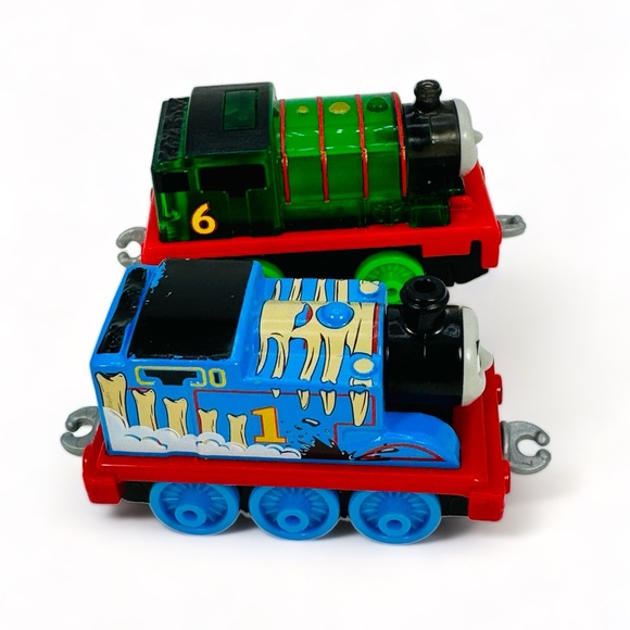 Thomas & Friends Light Up Percy And Thomas W/Bones Push Along Toy Trains. - Picture 2 of 9